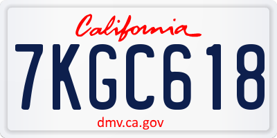 CA license plate 7KGC618
