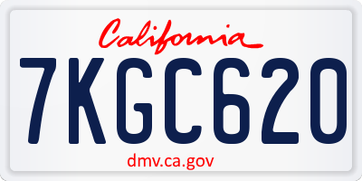 CA license plate 7KGC620