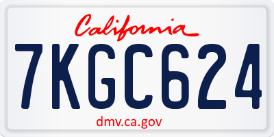 CA license plate 7KGC624
