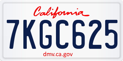 CA license plate 7KGC625