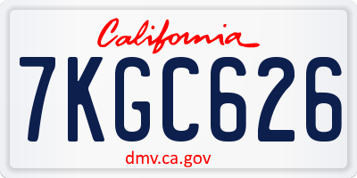 CA license plate 7KGC626