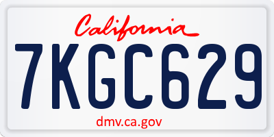 CA license plate 7KGC629
