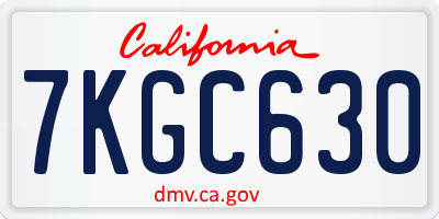 CA license plate 7KGC630