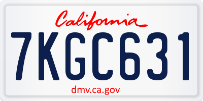 CA license plate 7KGC631
