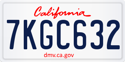 CA license plate 7KGC632