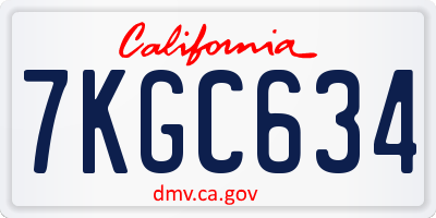 CA license plate 7KGC634