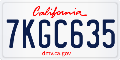 CA license plate 7KGC635