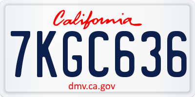 CA license plate 7KGC636