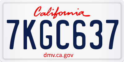 CA license plate 7KGC637