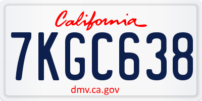 CA license plate 7KGC638
