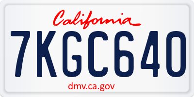 CA license plate 7KGC640