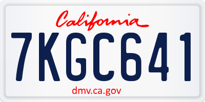CA license plate 7KGC641