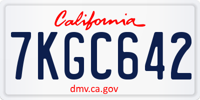 CA license plate 7KGC642