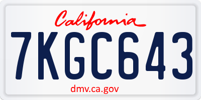 CA license plate 7KGC643