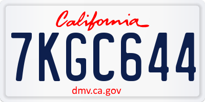CA license plate 7KGC644