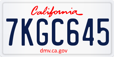 CA license plate 7KGC645