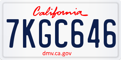 CA license plate 7KGC646