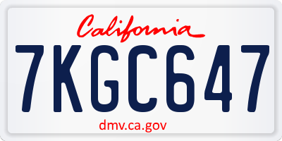 CA license plate 7KGC647