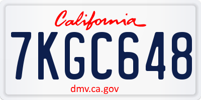 CA license plate 7KGC648