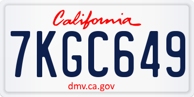 CA license plate 7KGC649