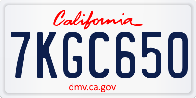 CA license plate 7KGC650