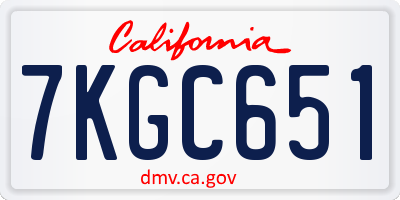CA license plate 7KGC651