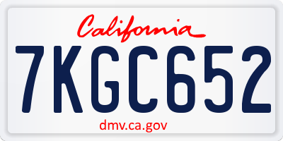 CA license plate 7KGC652