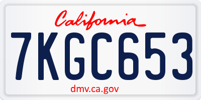 CA license plate 7KGC653