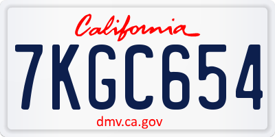 CA license plate 7KGC654