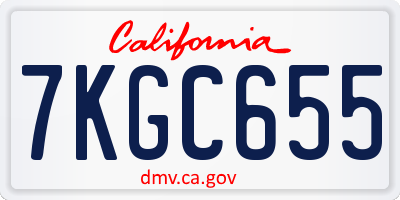 CA license plate 7KGC655