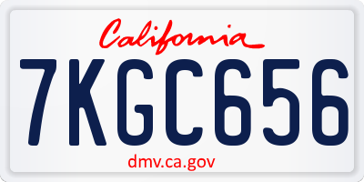 CA license plate 7KGC656