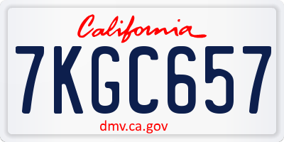 CA license plate 7KGC657