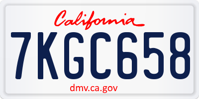 CA license plate 7KGC658