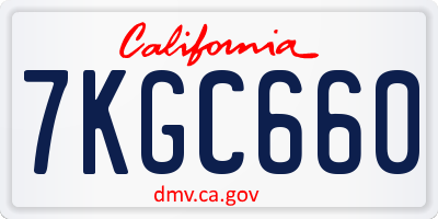 CA license plate 7KGC660