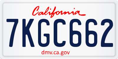 CA license plate 7KGC662