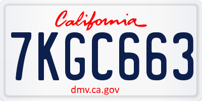 CA license plate 7KGC663