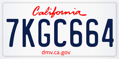 CA license plate 7KGC664