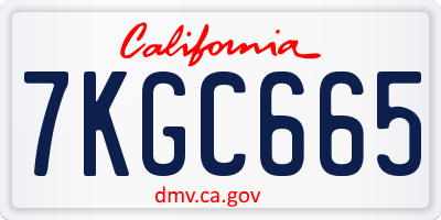 CA license plate 7KGC665