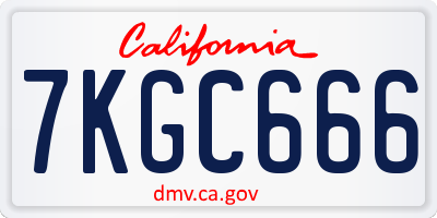 CA license plate 7KGC666