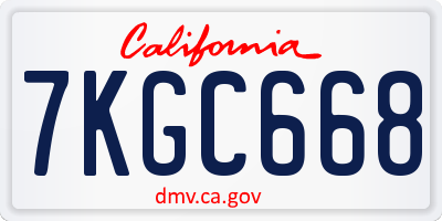 CA license plate 7KGC668