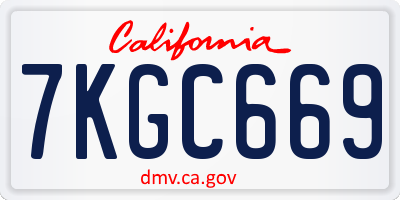 CA license plate 7KGC669