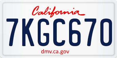 CA license plate 7KGC670