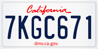 CA license plate 7KGC671