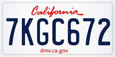 CA license plate 7KGC672
