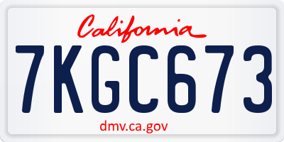 CA license plate 7KGC673