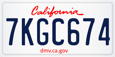 CA license plate 7KGC674