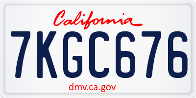 CA license plate 7KGC676