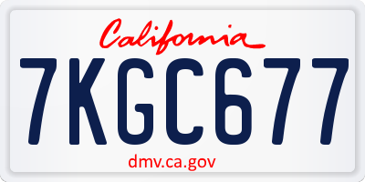 CA license plate 7KGC677