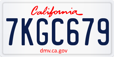 CA license plate 7KGC679