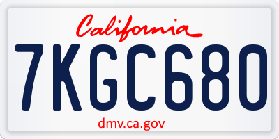 CA license plate 7KGC680